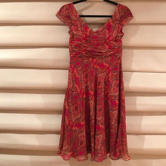 Ann Taylor Petite Dress 0P red with Floral Print - Picture 7 of 7